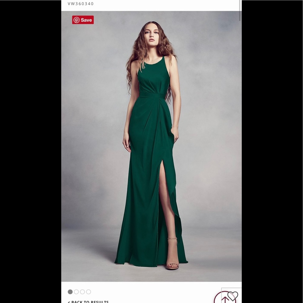 Vera Wang WHITE label green floor length dress